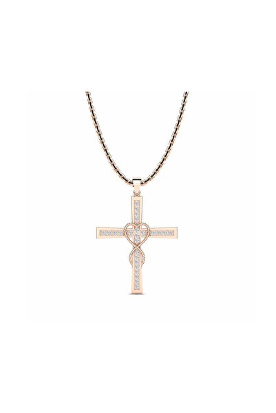 Delagos Colier din argint 925 cu zirconiu de 0.15 carate, placat cu aur roz