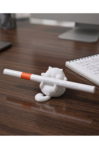 Filkorium3D Cute Cat Pen Holder Mini – 3D Printed Plastic Desktop Pen Stand