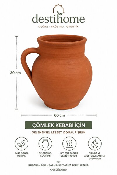 DestiHome El Yapımı Doğal Topraktan Çömlek Ocak Ve Fırın Uyumlu (Çömlek kebab...