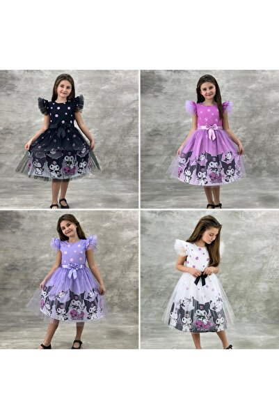 Sy Store Kuromi Patterned Pink Tulle Dress