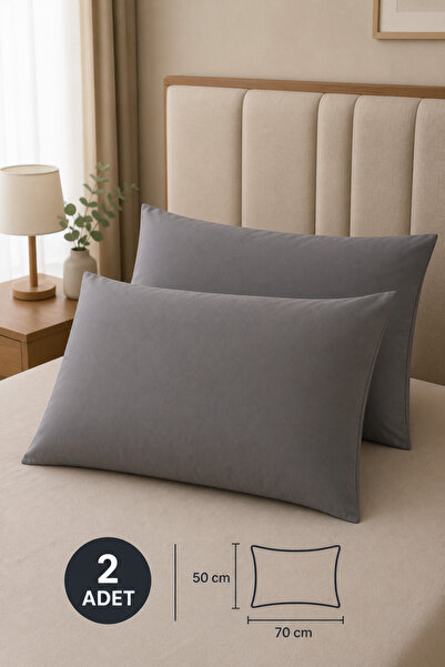 Bahar 2’li Yastık Kılıfı 50x70 cm Düz Renk GRİ