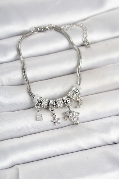 Skygo Brass Silver Color Women's Bracelet with Charms Tj-Bb8443