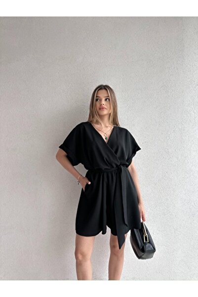 Klex Tek Omuz Çiçek Detaylı Geniş Paça Tulum 5094