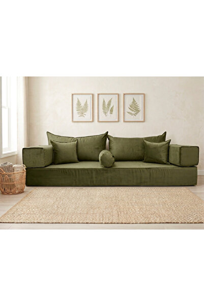 FEYZA DECOR HOME Premium Kadife Modern Şark Köşesi 8 Parça – 20 cm Süngerli M...
