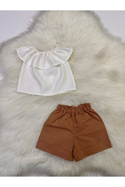 Moda Lina Baby Girl's 2-Piece Set: Madonna Collar White Blouse & Solid Color ...