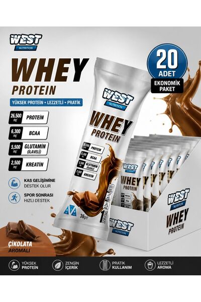 iyva West Nutrition Whey Protein Tozu ÇİKOLATA Aromalı 20 Servis Saşe 720 gr.