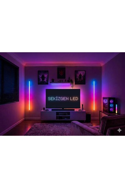 sekizgen led Gece Lambası Ve Aplik Kumandalı Piksel Kayar Led Ve Animasyonlu Ve Sese Duyarlı 4 Boy