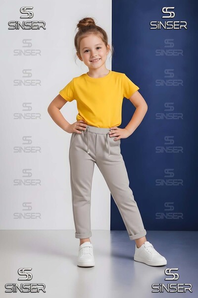 SS SİNSER Pantaloni uni pentru fete, cu talie elastică, din lycra, cu picior ...