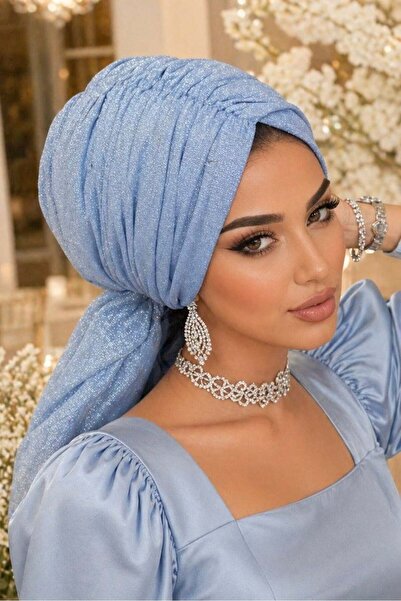 Aişe tesettür Rochie de seară strălucitoare Bebe Blue cu cataramă