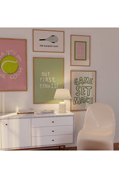 NinaStore Tenis Temalı Sanat Baskıları: Şık Spor Posterleri (5'li baskı Seti)