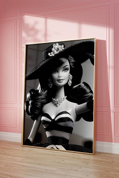 NinaStore Moda Bebek Sanat Baskısı: Retro Barbie - Siyah Beyaz (baskı)