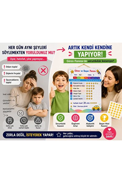 Outdoor One Kişiye Özel Montessori Çocuk Görev Panosu – Sorumluluk Kazandıran...