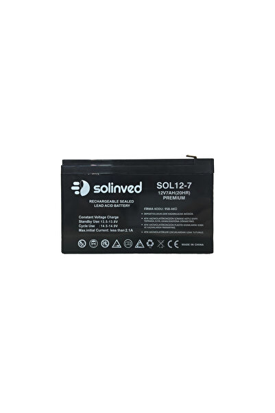 SOLİNVED 12V 7Ah Kuru Tip Akü (Premium)