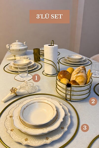 Edora Home مجموعة من 3 قطع ذهبية غير لامعة، طقم مكون من 6 قطع من حامل المنادي...