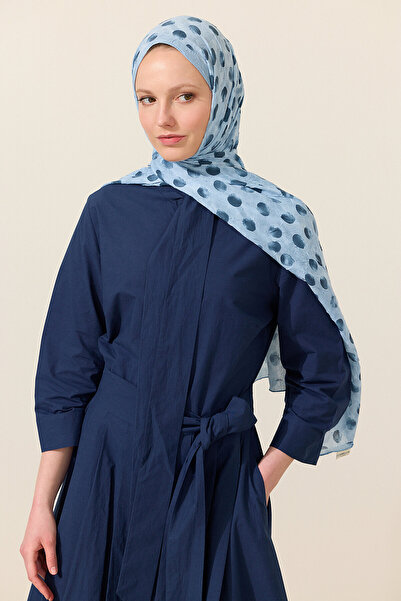 cs camellia scarf Polka Kraş Shawl - Blue