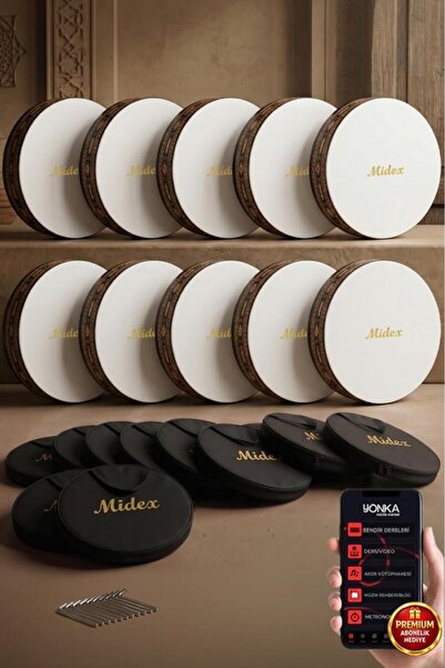 Midex BR-911X 10'lu Bendir Def Toptan Paket Akort Ayarlı EL Tutma Oyuklu Çantalı