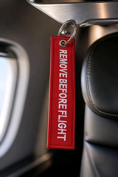 Havacı Uçuş Dünyası Remove Before Flıght Nakışlı Bez Anahtarlık