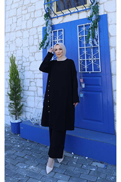 NİSUM MODA Set din bumbac și in cu nasturi pe laterale