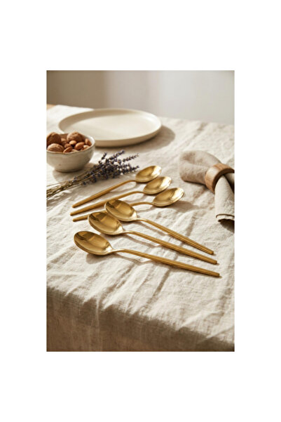 Generic Brand Set of 6 Luxury Gold Stainless Steel Table Spoons (21 cm)