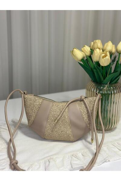 Gamzebags Kadın Modern Hasır Detaylı Parça Tasarımlı Mini Çapraz Çanta