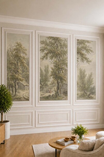 dreamwall Duvar Çıtası ve Klasik Kırsal Yağlı Boya Tablo Görünümlü Tekstil Du...