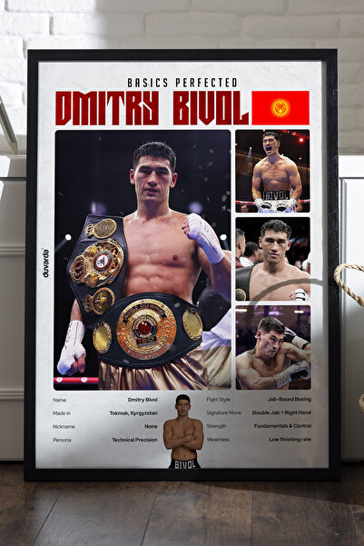 Duvarda Dmitri Bivol Boks Siyah Ahşap Çerçeveli Poster, Dekoratif Dövüş Duvar...