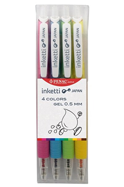 PENAC Σετ 4 στυλό pixuri με τζελ Inketti 0.5mm - χρώματα (ροζ, γαλάζιο, λάιμ,...