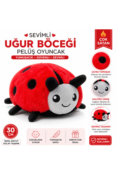 admay Sevimli Uğur Böceği Peluş Oyuncak 30 CM – Ultra Yumuşak Çocuk Oyuncağı,...