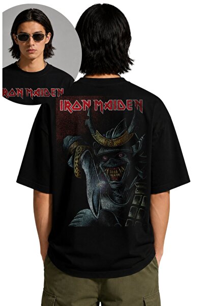 Fuddy Moda Μπλουζάκι Unisex Oversize με στάμπα στην πλάτη Iron Maiden και θέμ...