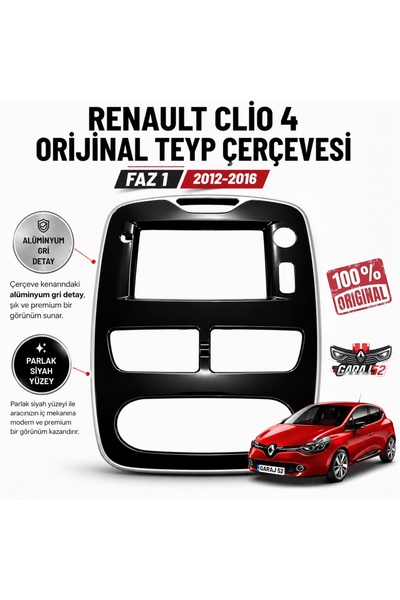 Renault Clio 4 Faz 1 Orijinal Teyp Çerçevesi 2013-2016 Uyumlu Piano Black
