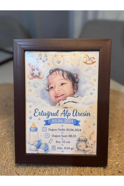 Liya Anı Atolyesi Kişiye Özel Bebek Doğum Sertifikası Çerçeveli | Fotoğraflı ...