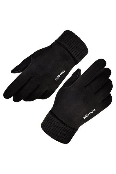 Techsuit Manusi Touchscreen - Piele întoarsă (ST0010) - Negru