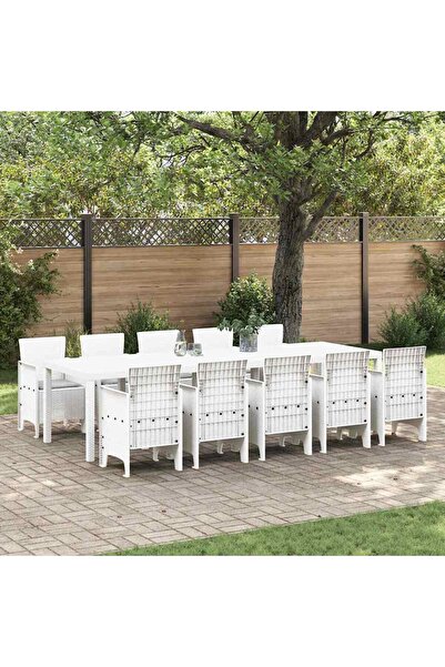 vidaxl Set de masa pentru gradina cu perna 11 pcs Alb si gri deschis