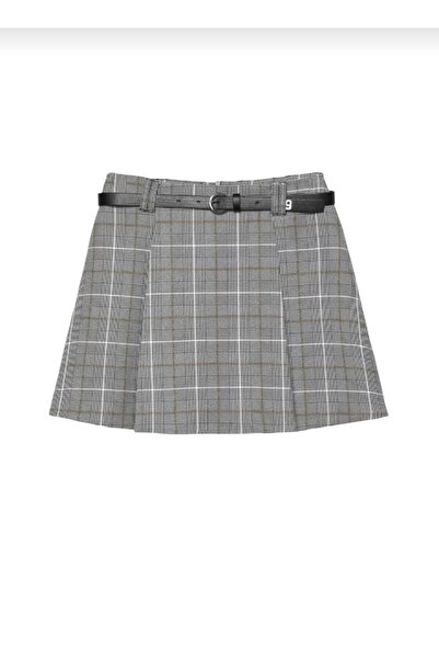 neslihansarıca Plaid Skirt, Belted Skirt, Striped Detail Skirt, Skirt with Sh...