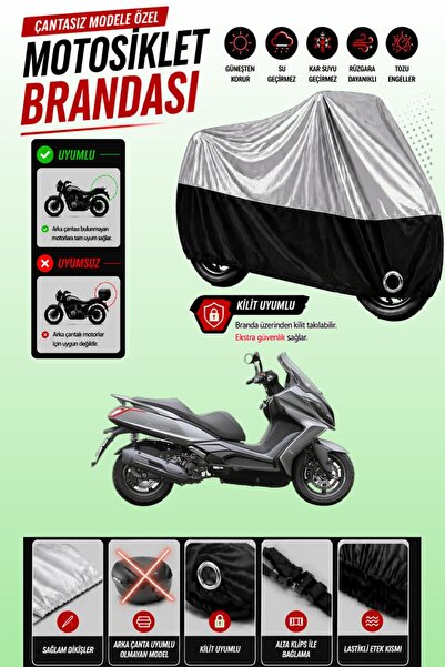 Cemku Twin غطاء محرك متوافق مع Kymco Downtown 125i باللون الرمادي من الأعلى و...