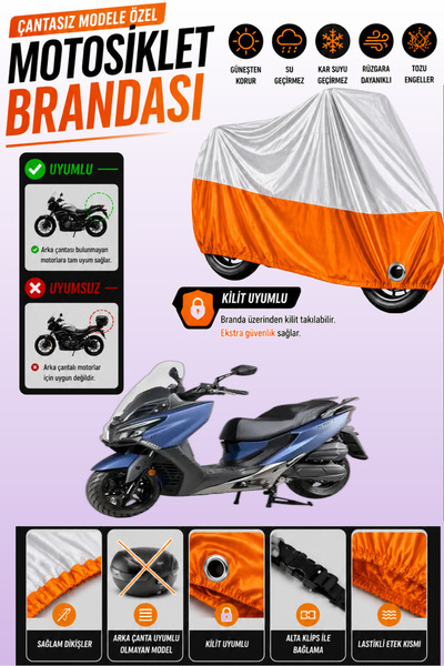 Cemku Twin غطاء محرك متوافق مع Kymco Xtown 250 CT باللون الرمادي من الأعلى وا...