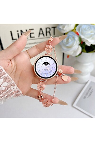 Alstrap Samsung Galaxy Watch 7 6 5 4 Uyumlu Çiçekli Taşlı Metal Zarif Bilekli...
