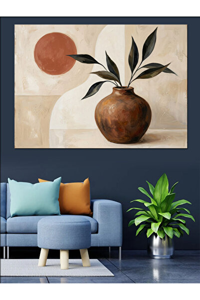 Artmeg Artă cu ramuri de plante într-o vază ceramică - Tablou decorativ din l...