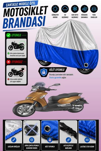 Cemku Twin غطاء محرك متوافق مع Aprilia Scarabeo 250 باللون الرمادي من الأعلى ...
