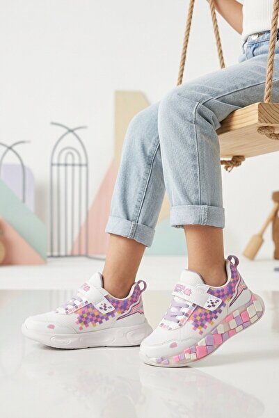 ruffon White Purple Velcro Girls' Sports Shoes