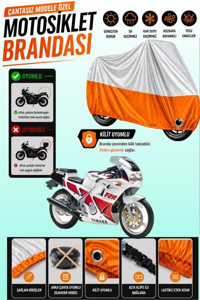 Cemku Twin غطاء محرك متوافق مع Yamaha FZR 250 باللون الرمادي في الأعلى والبرت...