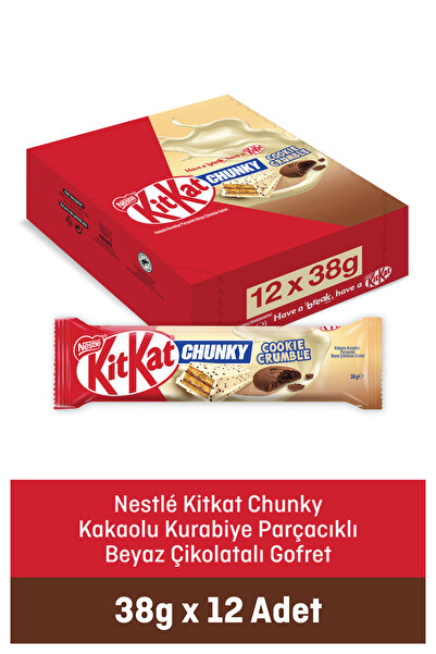 Nestle Kitkat Chunky Kakaolu Kurabiye Parçacıklı Beyaz Çikolatalı Gofret 38 g...