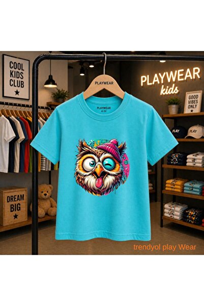 playwear Bereli Owl Printed 100% Children's Unisex T-Shirt 5 6 -7 8-9 10 -11 ...