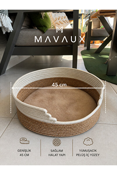 MaVaux Pawly 45x45 cm Peluş İç Yüzeyli Evcil Hayvan Yatağı – Kaymaz Tabanlı K...