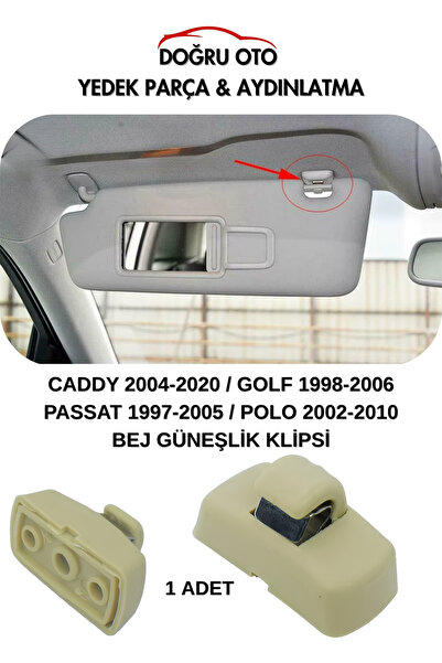 DOĞRU TİCARET AUTO PARTS Beige Sun Visor Holder Clip Peg Golf Caddy Passat Polo