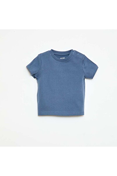 KIABI Plain Cotton Jersey T-Shirt Blue