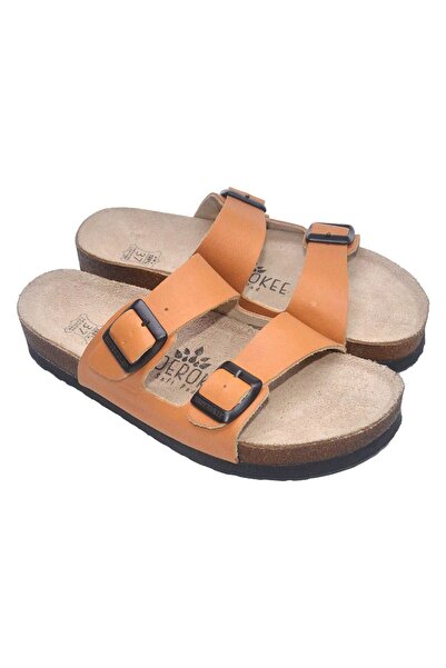 Shoerokee Tan Double-Strapped Slippers