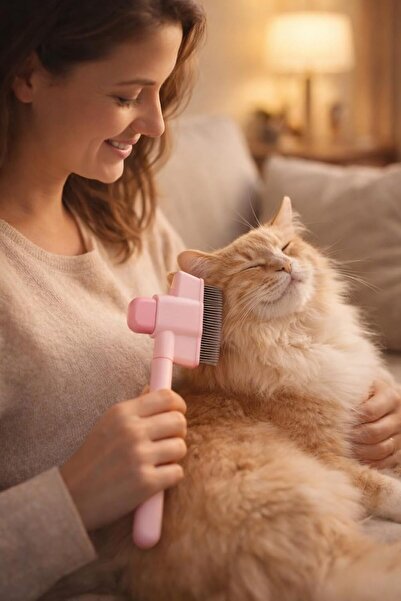 Busstier Cat Dog Hair Removal Comb with Metal Tip, Feather Collection Comb, Ergonomic Pet Grooming Product, Practical