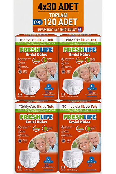 Freshlife Emici Külot Large Beden Büyük Boy Hasta Bezi 120 Adet 4x30 Paket L