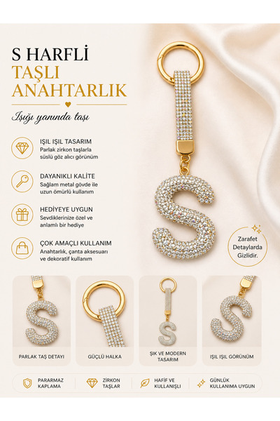 Nuvia S HARFLİ TAŞLI ANAHTARLIK